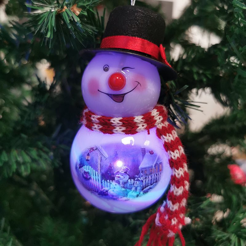 Décoration de Sapin Bonhomme de Neige Lumineux LED H.10cm (piles incluses) - Silumen