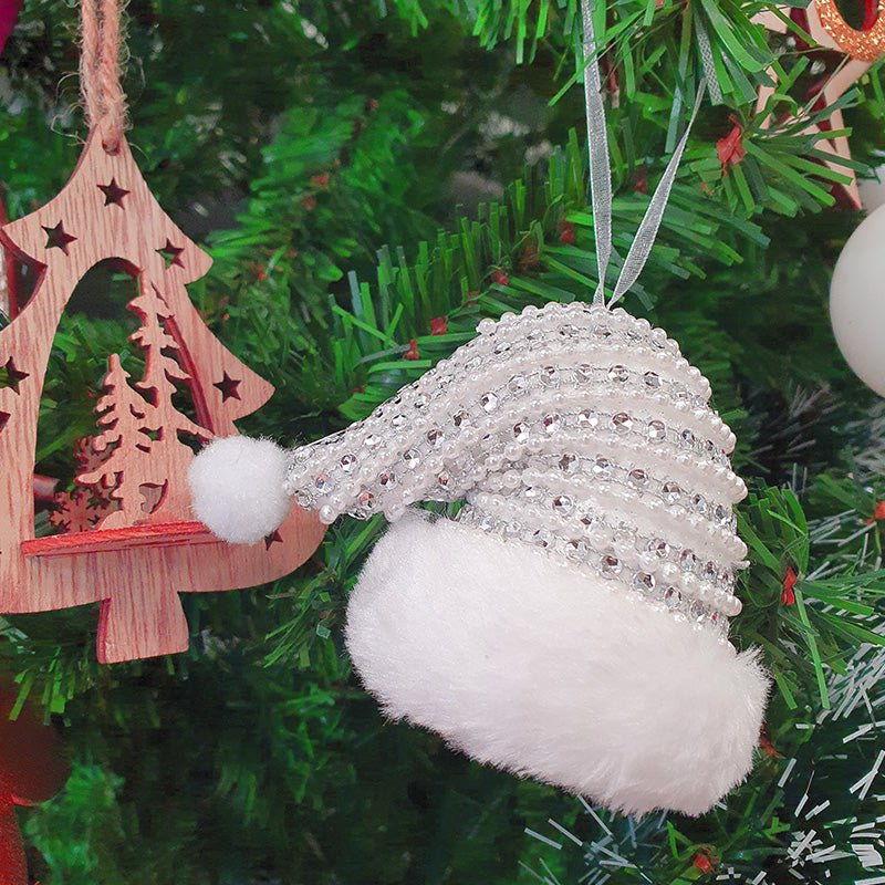 Décoration de Sapin Bonnet de Noël 7.5 cm à suspendre - Silumen