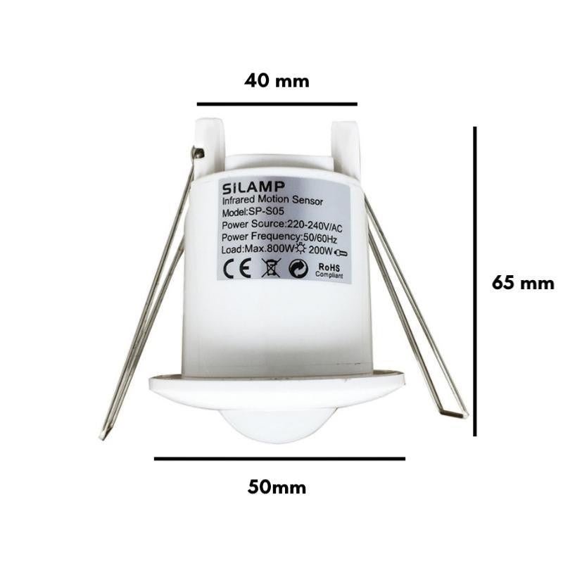 Détecteur de Mouvement Encastrable 6m 360° 220V Ø50mm - Silumen