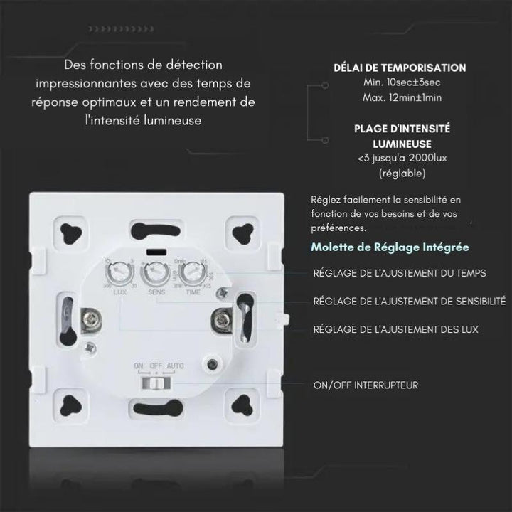 Détecteur de Mouvement Encastrable Micro Ondes Noir - Silumen