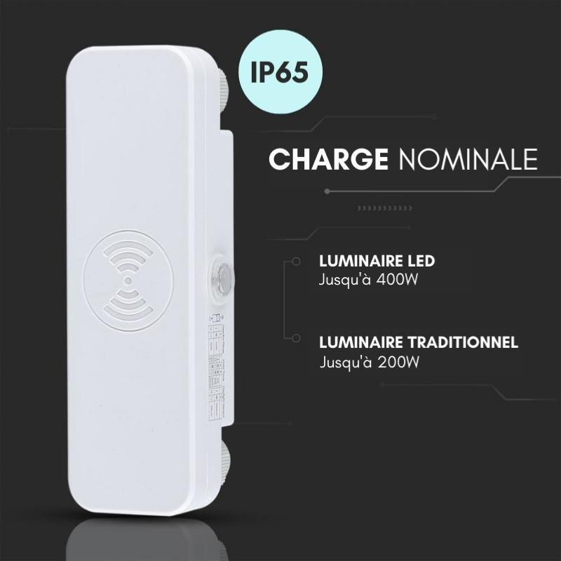 Détecteur de Mouvement Micro Ondes en Saillie IP65 Blanc - Silumen