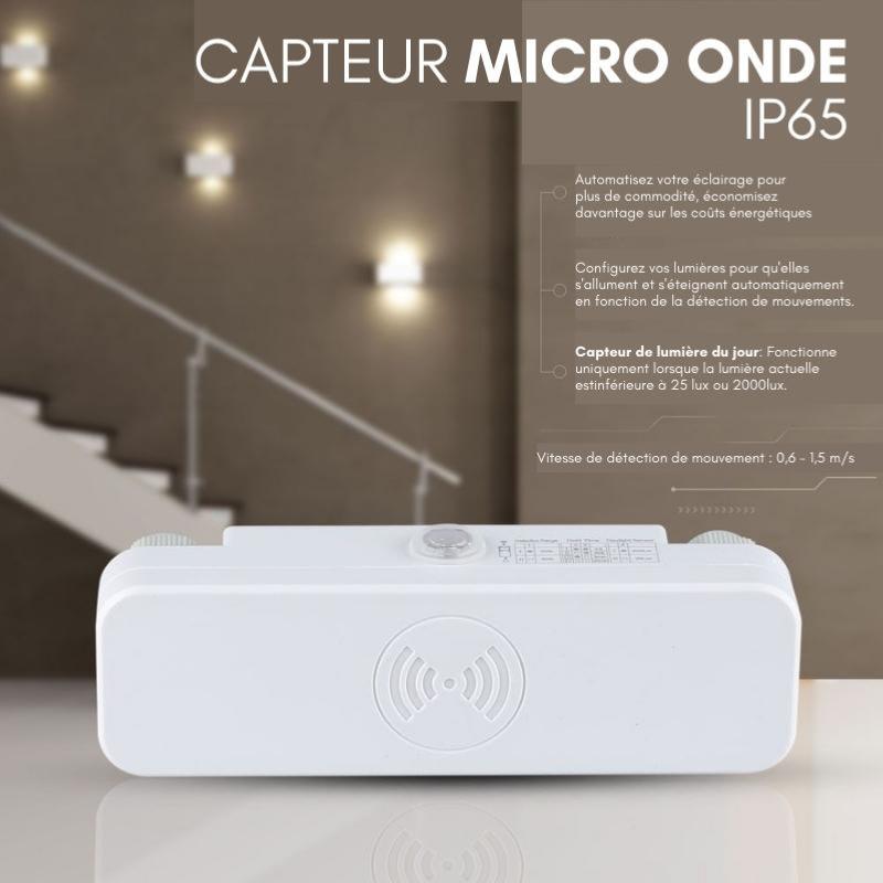 Détecteur de Mouvement Micro Ondes en Saillie IP65 Blanc - Silumen