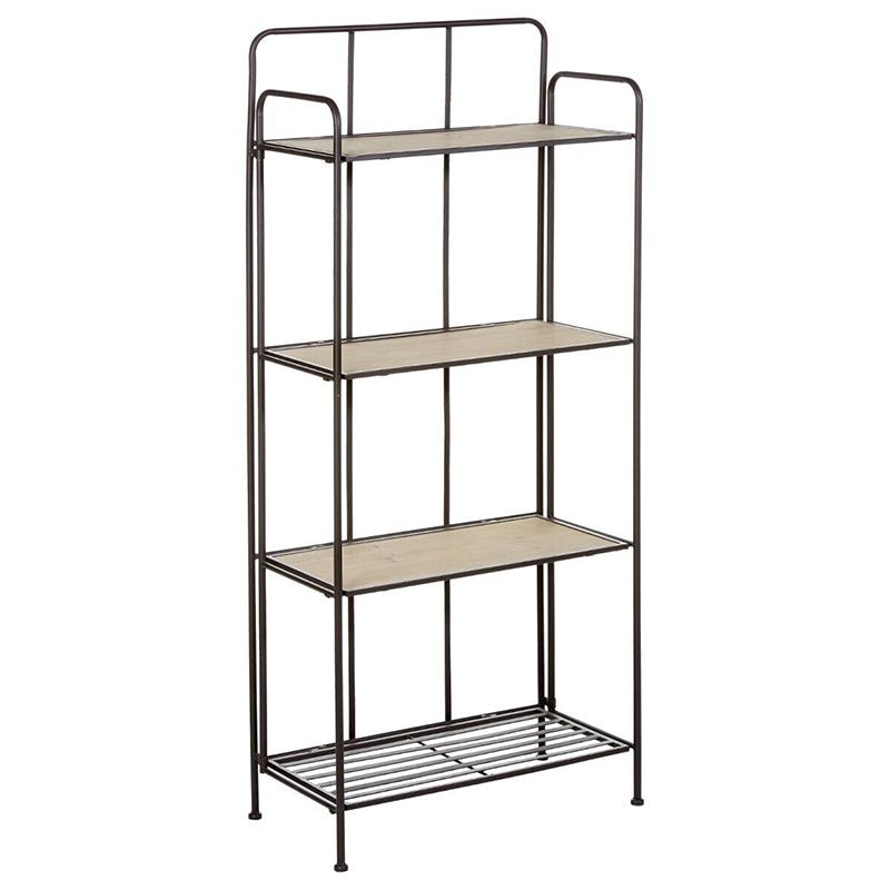 Etagère de Rangement Métal et Bois 4 niveaux H137cm - Silumen