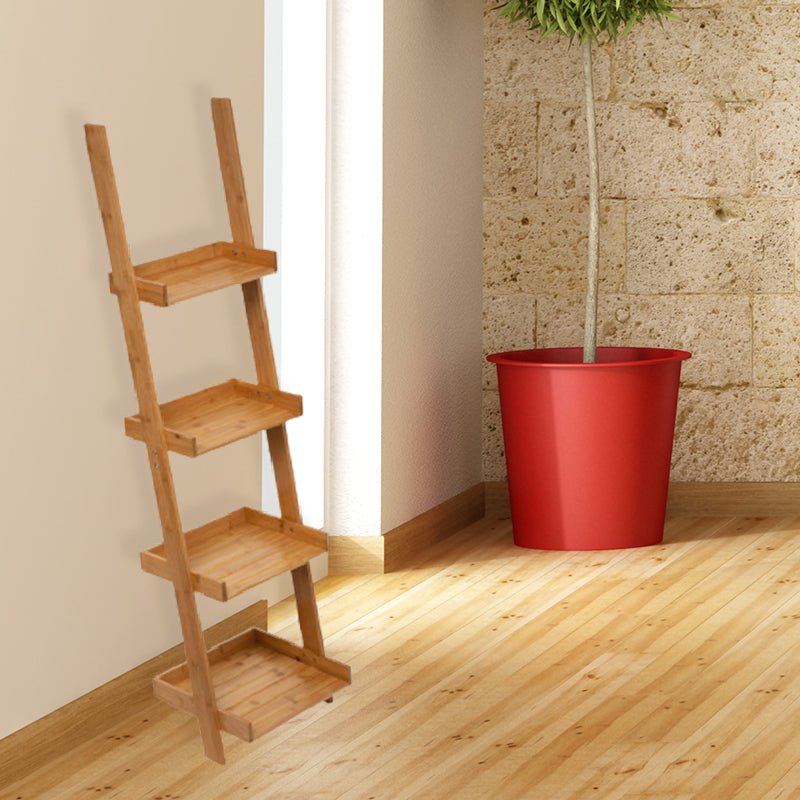 Etagère Echelle Bambou 4 Niveaux 38x33x146 cm - Silumen