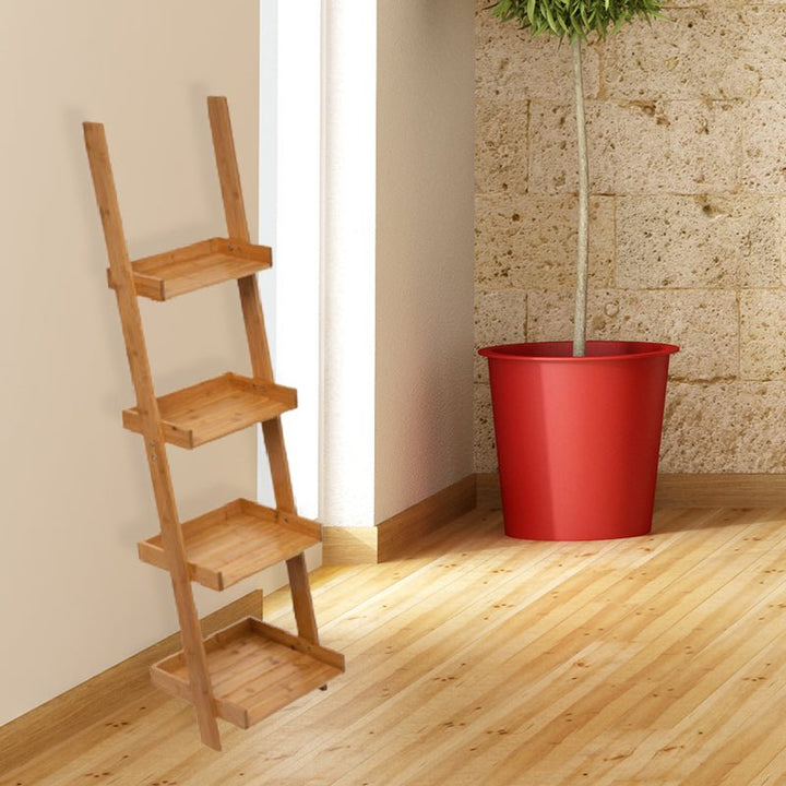 Etagère Echelle Bambou 4 Niveaux 38x33x146 cm - Silumen