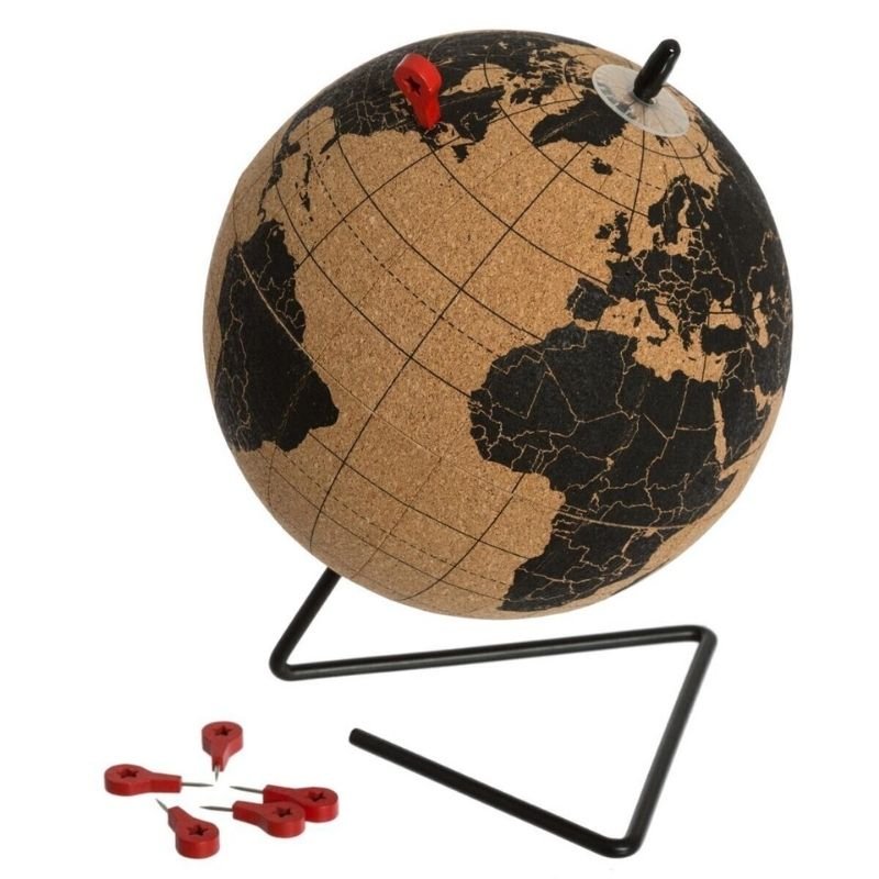 Globe Terrestre en Liège 15cm avec 6 pins - Silumen