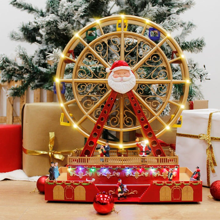 Grande Roue Village de Noël lumineux & musical H. 49cm - Silumen