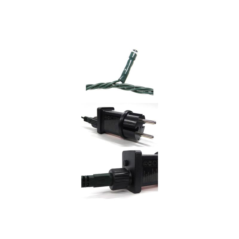 Guirlande LED 15M 300LED IP44 - câble vert, BLANC FROID - Silumen