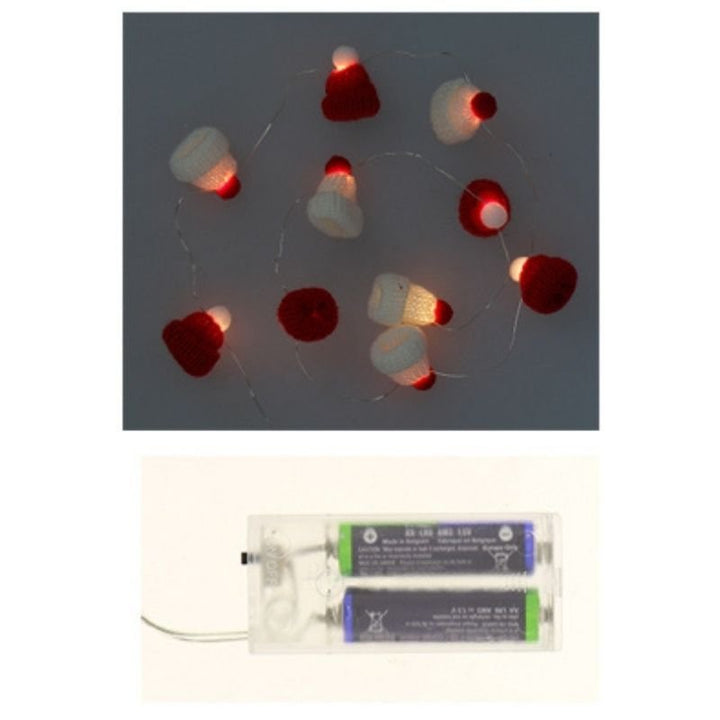 Guirlande Lumineuse Bonnet de Noël 10LED, ROUGE et BLANC - Silumen