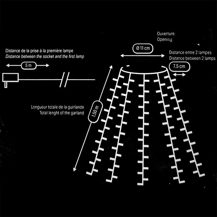 Guirlande pour Sapin de Noël MULTICOULEUR 1M80 120LED IP44, 8 modes - Silumen