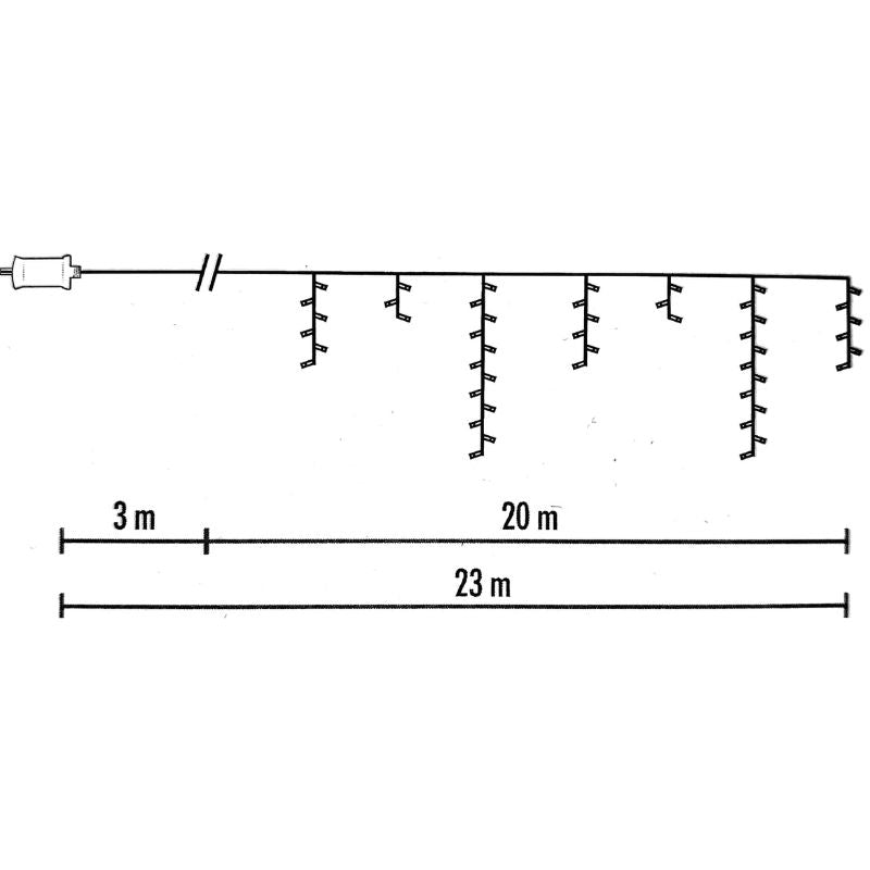 Guirlande Rideau stalactite 480LED IP44 20M 8 modes avec timer - BLANC FROID - Silumen