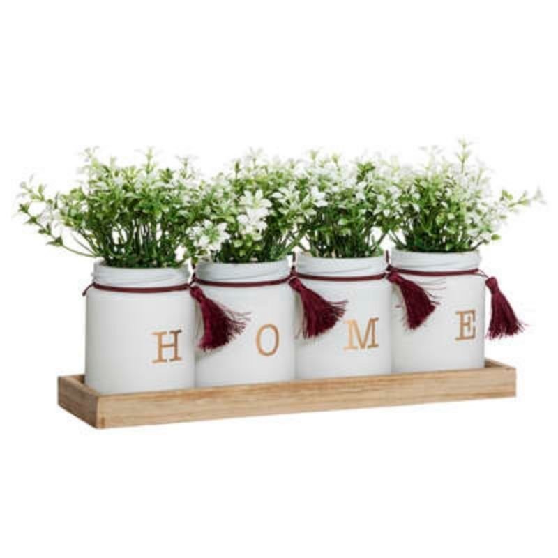 Herbes Artificielles Pot en Verre "HOME" - Silumen