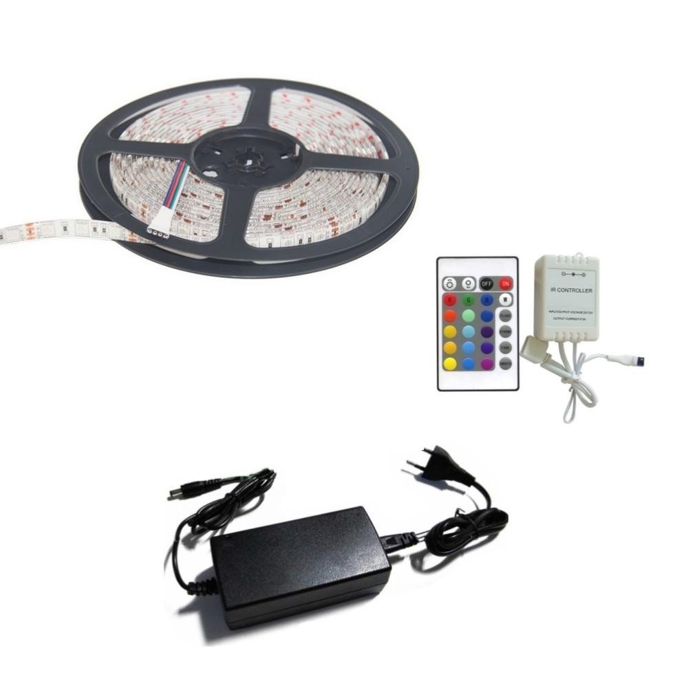Kit Bandeau LED RGB 12V 5050 30LED/m (Contrôleur + Alimentation) - Silumen