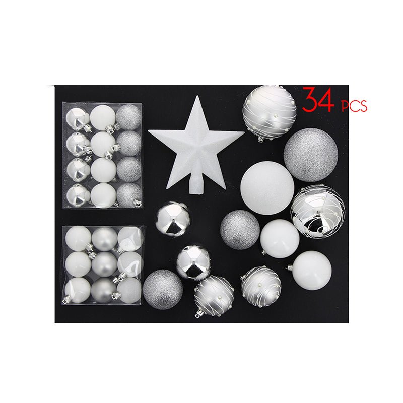 Kit Boules de Noël & Cimier BLANC / ARGENT - set 34 pcs - Silumen