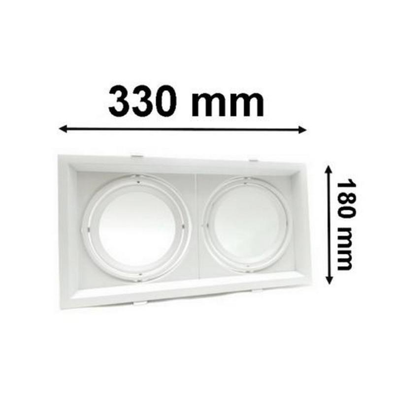 Kit Support Double AR111 Encastrable Orientable avec Ampoules LED 20W - Silumen