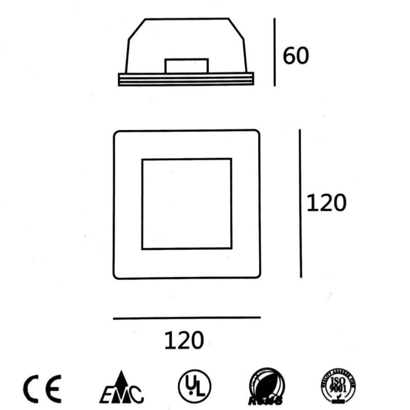 Kit Support Spot GU10 LED Carré Blanc 120x120mm avec Ampoule LED 6W - Silumen