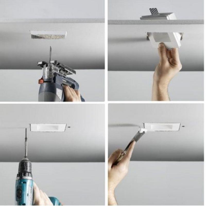 Kit Support Spot GU10 LED Carré Blanc 120x120mm avec Ampoule LED 6W - Silumen