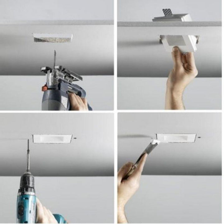 Kit Support Spot GU10 LED Carré Blanc 120x120mm avec Ampoule LED 6W - Silumen