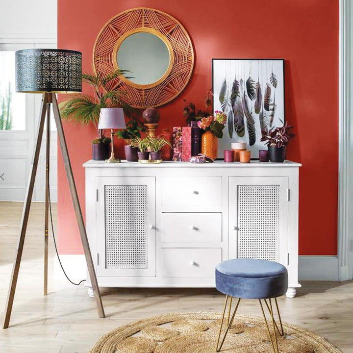 Lampadaire Salon Trépied en métal et pin H149cm - Silumen