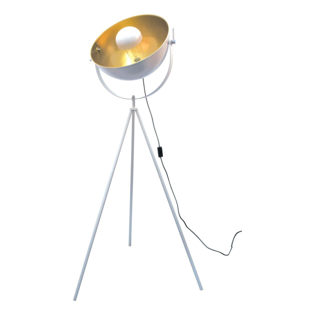 Lampadaire Trépied Projecteur en Gris Blanc 145cm - Silumen