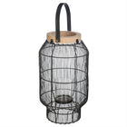 Decorative Metal, Wood, and Glass Lantern for Candle 8cm