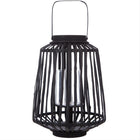 Lanterne Déco en Rotin et Verre pour Bougie 12cm Noir
