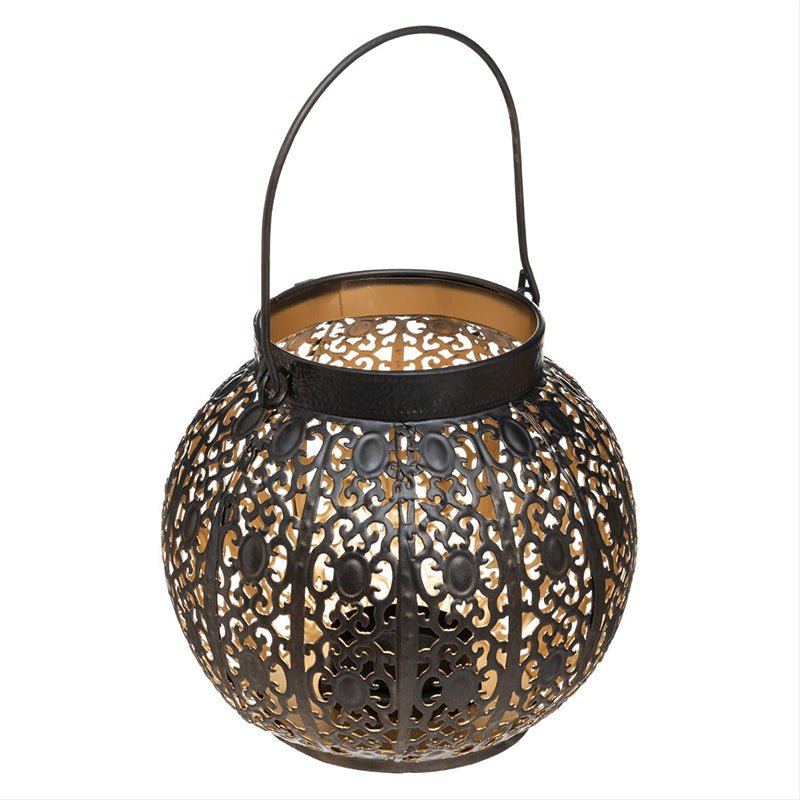 Lanterne Déco Ronde en Métal Ajouré pour Bougie 15cm - Silumen