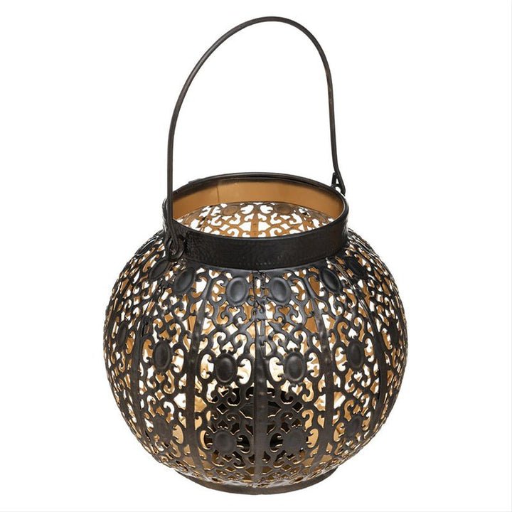 Lanterne Déco Ronde en Métal Ajouré pour Bougie 15cm - Silumen