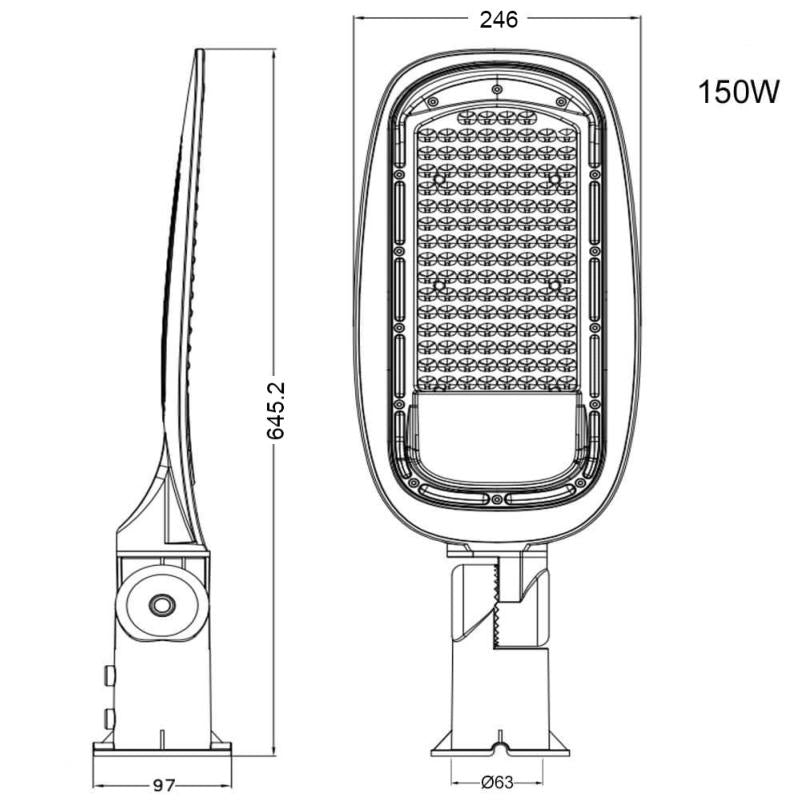 Luminaire LED Urbain 150W IP65 130° - Silumen