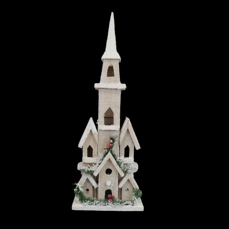 Maison en bois 5LED BLANC CHAUD 19x10.5x50cm - Silumen