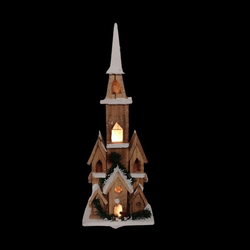 Maison en bois 5LED BLANC CHAUD 19x10.5x50cm - Silumen