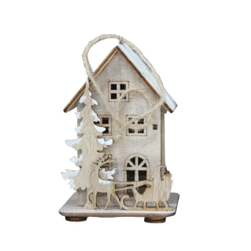 Maison en bois enneigé 8x13cm - Silumen