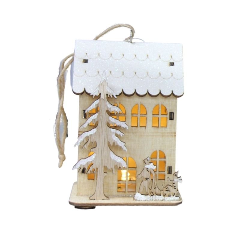 Maison en bois enneigé 8x13cm - Silumen