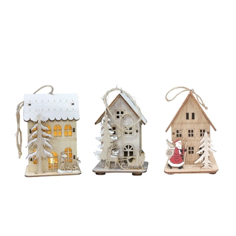 Maison en bois enneigé 8x13cm - Silumen