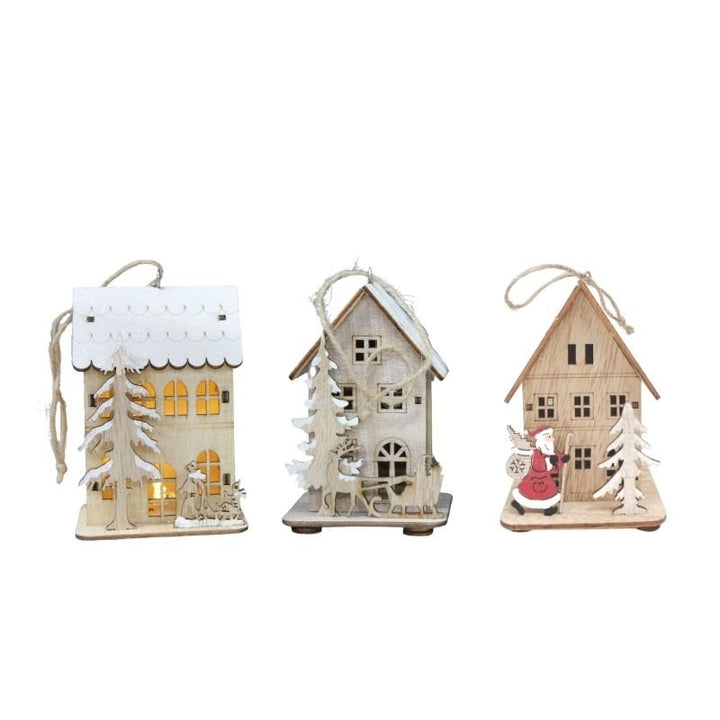 Maison en bois enneigé 8x13cm - Silumen