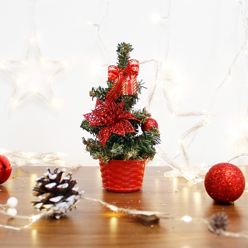 Mini sapin de Noël Décoré 20cm avec Fleur de Noël - Silumen