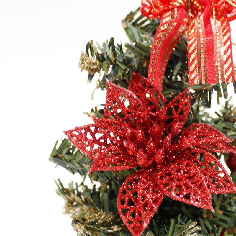 Mini sapin de Noël Décoré 20cm avec Fleur de Noël - Silumen