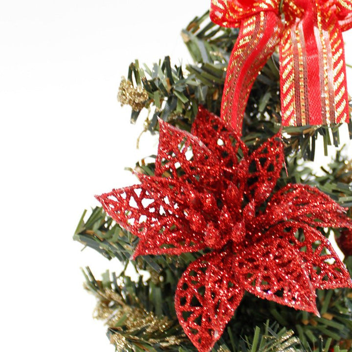 Mini sapin de Noël Décoré 20cm avec Fleur de Noël - Silumen
