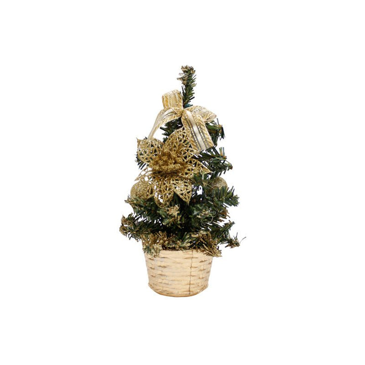 Mini sapin de Noël Décoré 20cm avec Fleur de Noël - Silumen