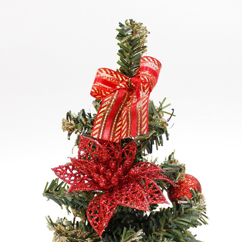 Mini sapin de Noël Décoré 20cm avec Fleur de Noël - Silumen