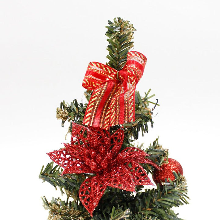 Mini sapin de Noël Décoré 20cm avec Fleur de Noël - Silumen