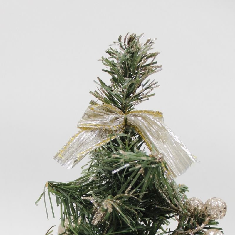 Mini sapin de Noël Décoré 20cm avec Fleur de Noël - Silumen