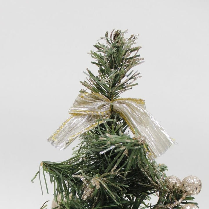 Mini sapin de Noël Décoré 20cm avec Fleur de Noël - Silumen
