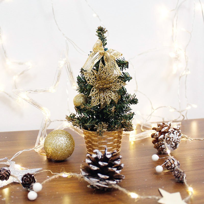 Mini sapin de Noël Décoré 20cm avec Fleur de Noël - Silumen