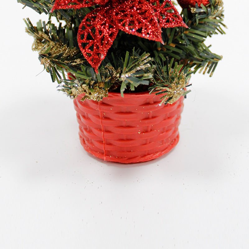 Mini sapin de Noël Décoré 20cm avec Fleur de Noël - Silumen