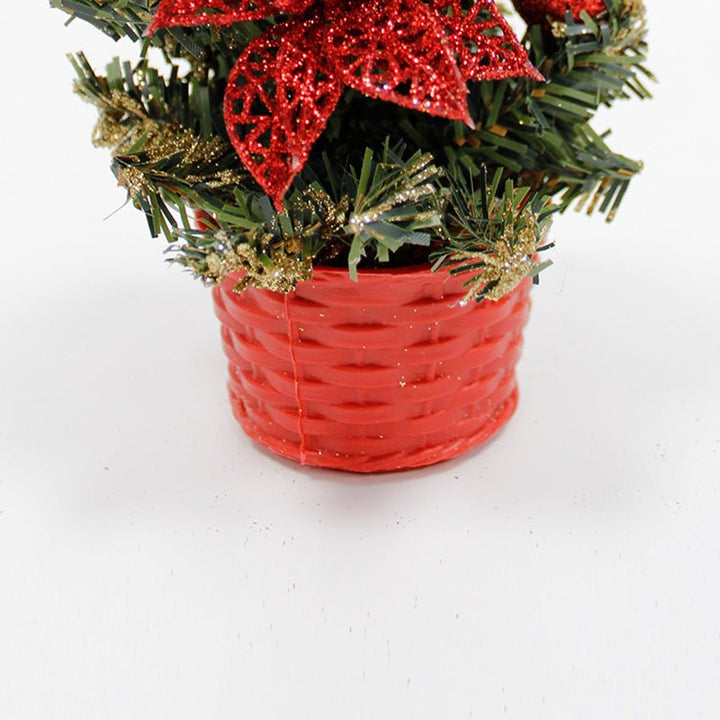 Mini sapin de Noël Décoré 20cm avec Fleur de Noël - Silumen