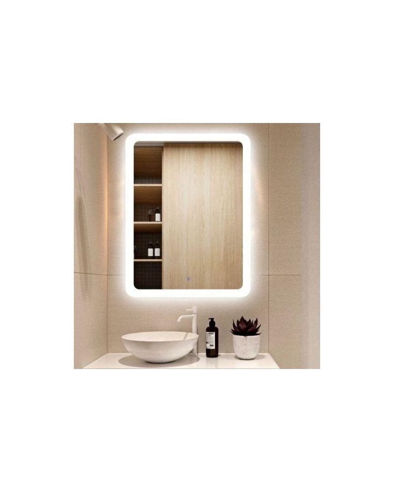 Miroir LED Rectangulaire 46x66cm 40W + Interrupteur Tactile BLANC pour Salle de Bain - Silumen