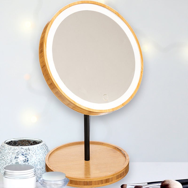 Miroir Lumineux Maquillage en Bambou Dimmable à Poser - Silumen