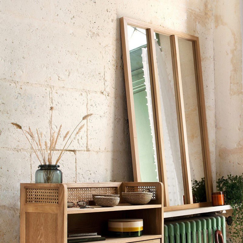 Miroir Mural en Bois Rectangle 3 colonnes H116 cm - Silumen