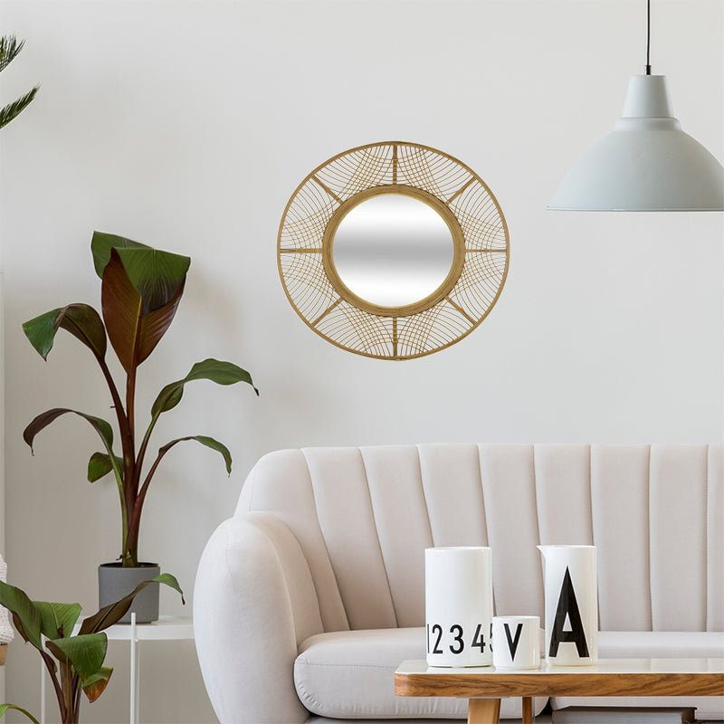 Miroir Rond en Bambou 70cm - Silumen